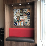 Restaurant Booth and featured wall